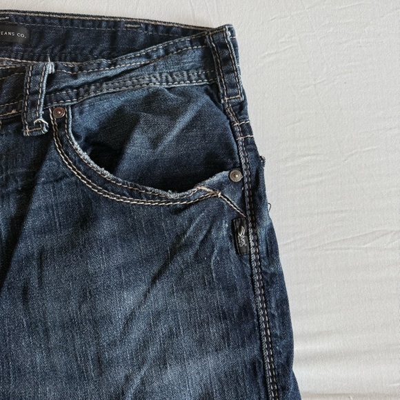 Silver Jeans Gordie Mens 34x34 Straight Fit Whiskered Thick Stitch Western - Picture 4 of 14